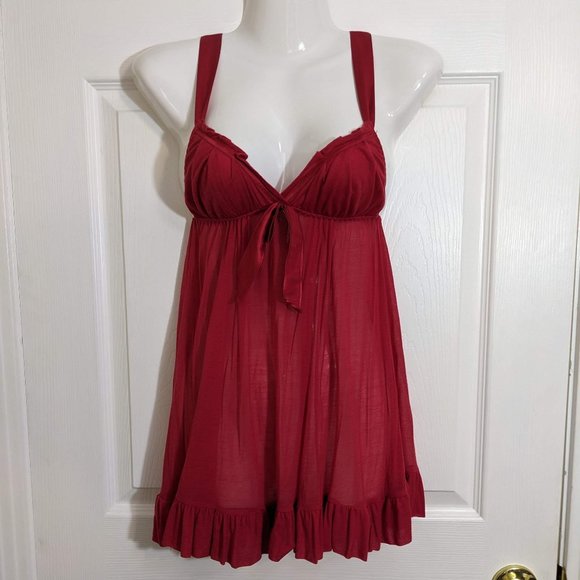 Victoria's Secret Other - 2/20*Victoria's Secret Red Sleeveless V-Neck Semi Sheer Babydoll Lingerie size S